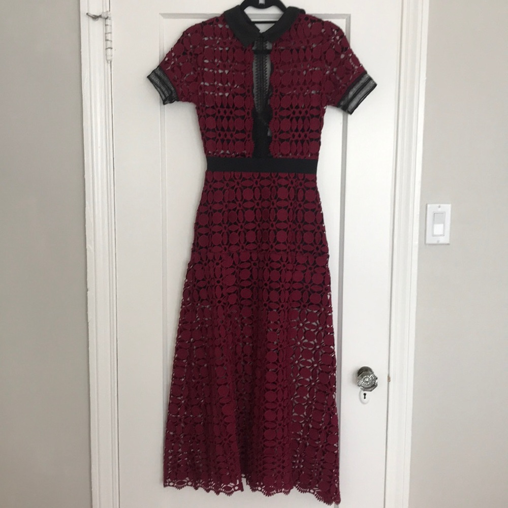 Self Portrait Lace Collared Midi Dress size 2